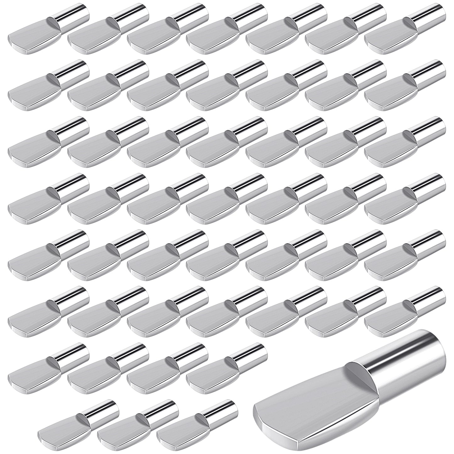 50Pcs Cabinet Shelf Pegs, 1/4 Inch Shelf Pins, Metal Cabinet Shelf Pegs, Diameter 1/4 Inch for Cabinet Shelves Support Clips, Spoon Shape Plated for Bookshelf Furniture Adjustable Holder