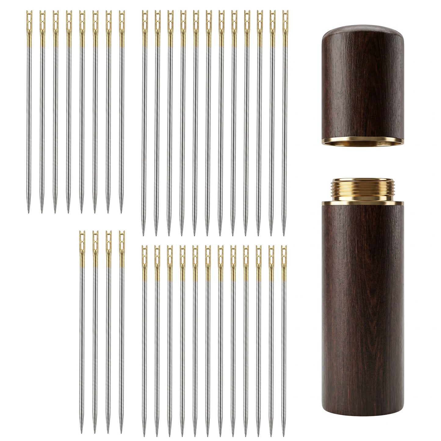 RAHHLIZS 37Pcs Sewing Needles Embroidery Quilting Big Eye Needle Sharp Needle Set Sewing Tool for Storing Stainless Steel Handmade for Mending Cross Stitch Crafts