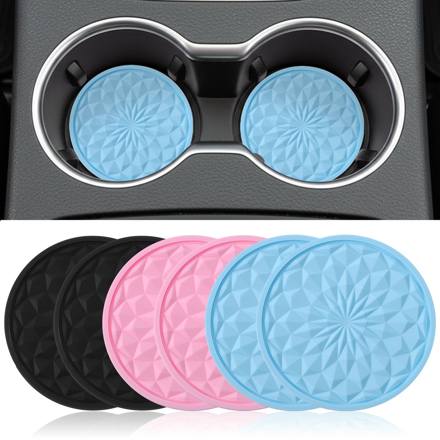 6 Pack Cup Holder Inserts Universal Car Coasters for Cup Holders, Aesthetic Non-Slip Recessed Car Interior Accessories for Women Men Cupholder Interior