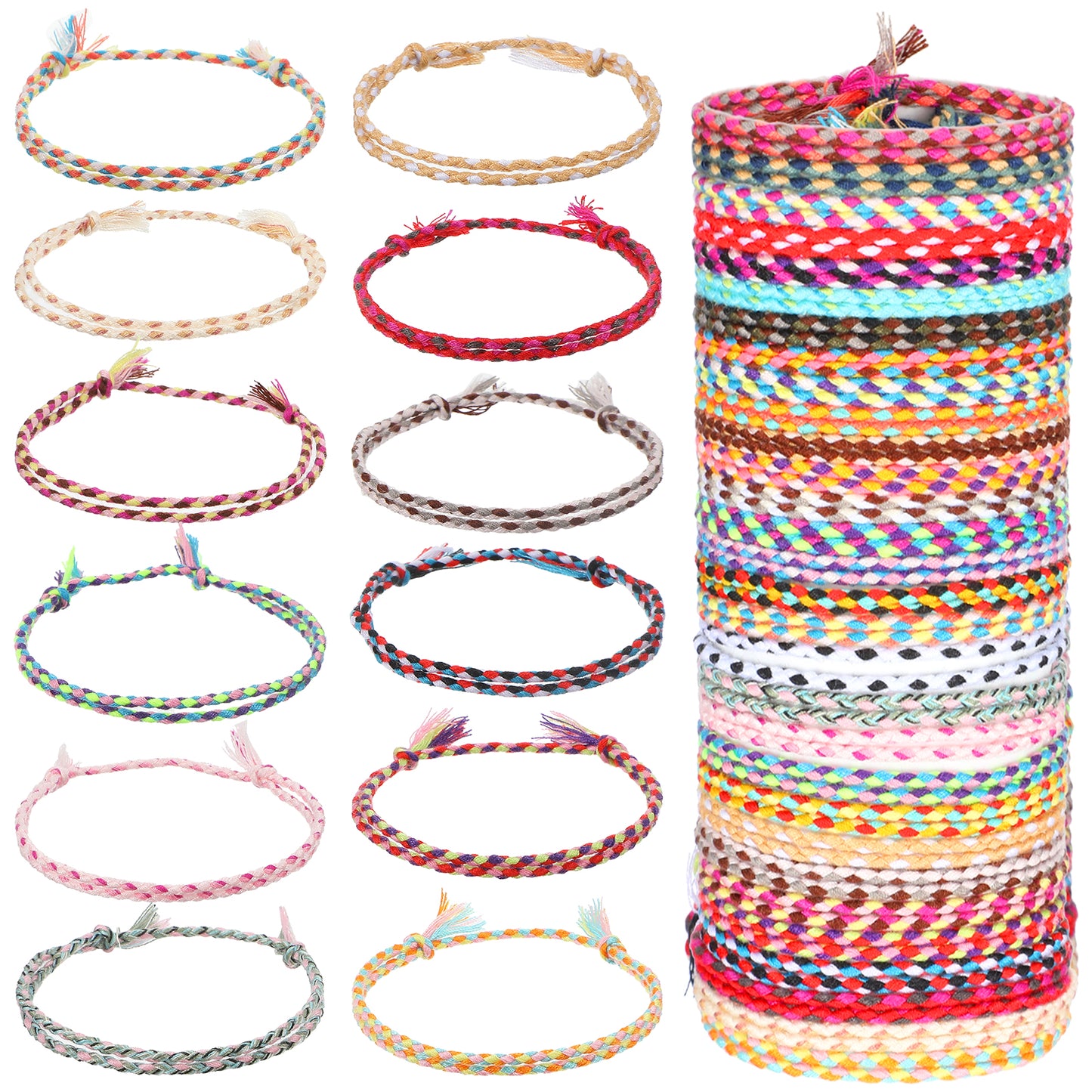 Ymapinc String Bracelet, 30Pcs Boho Friendship Bracelet for Women, Woven Braided Bracelets, Waterproof Rope Matching Summer Bands, Adjustable Handmade Stackable Set