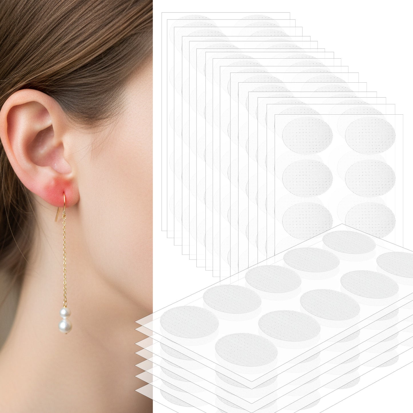 600PCS Ear Lobe Support Patches Clear Earring Stickers for Heavy Earrings Waterproof Ear Lobe Stickers Invisible Earring Backs Ears Care Products for Split Earlobes Torn Stretched Ears Piercings