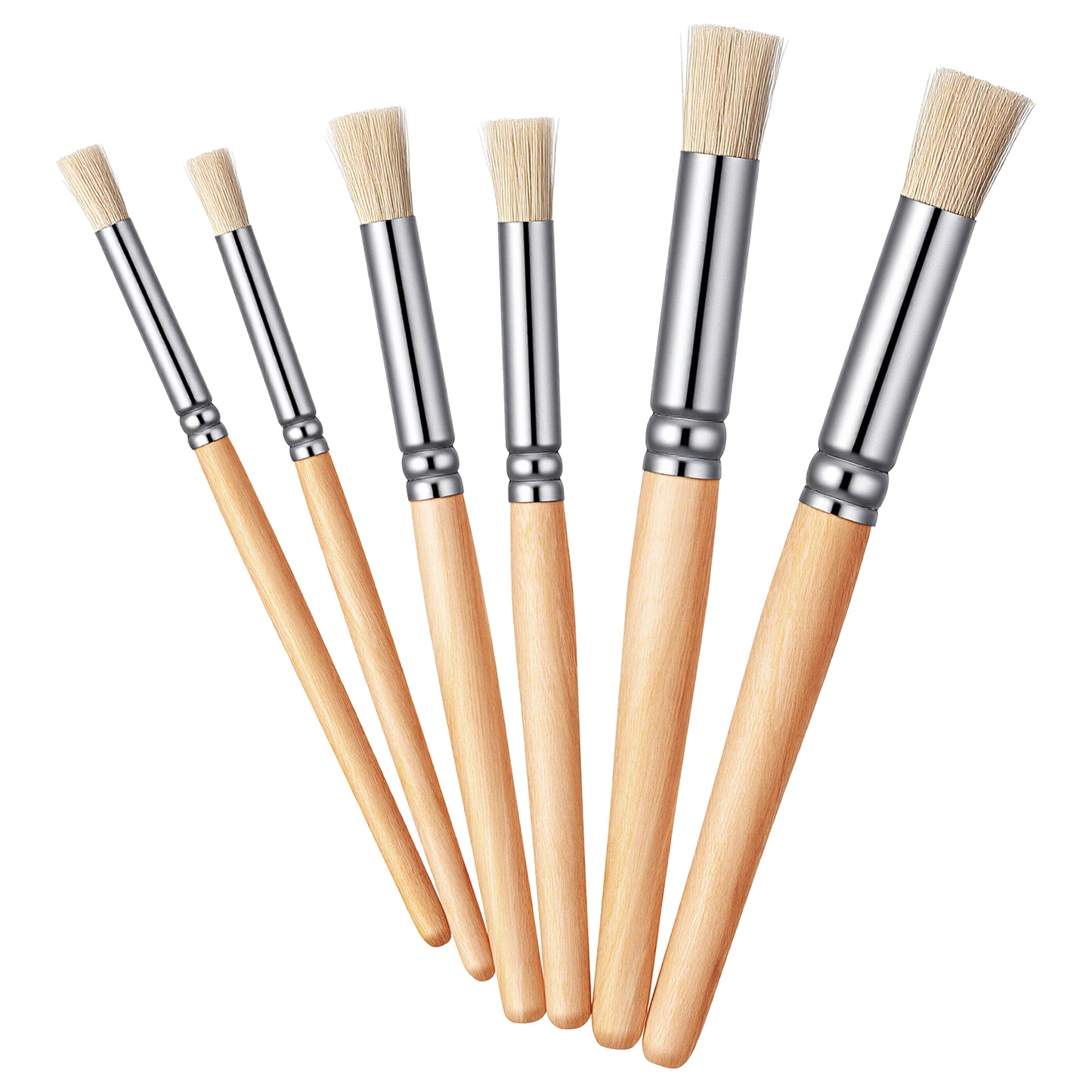 6Pcs Wooden Stencil Brushes Set, Ymapinc Natural Bristle Stencil Paint Brushes, Brush for Acrylic Painting Round Paint Brush Acrylic/Oil/Watercolor/DIY Crafts & Wood Wall Painting