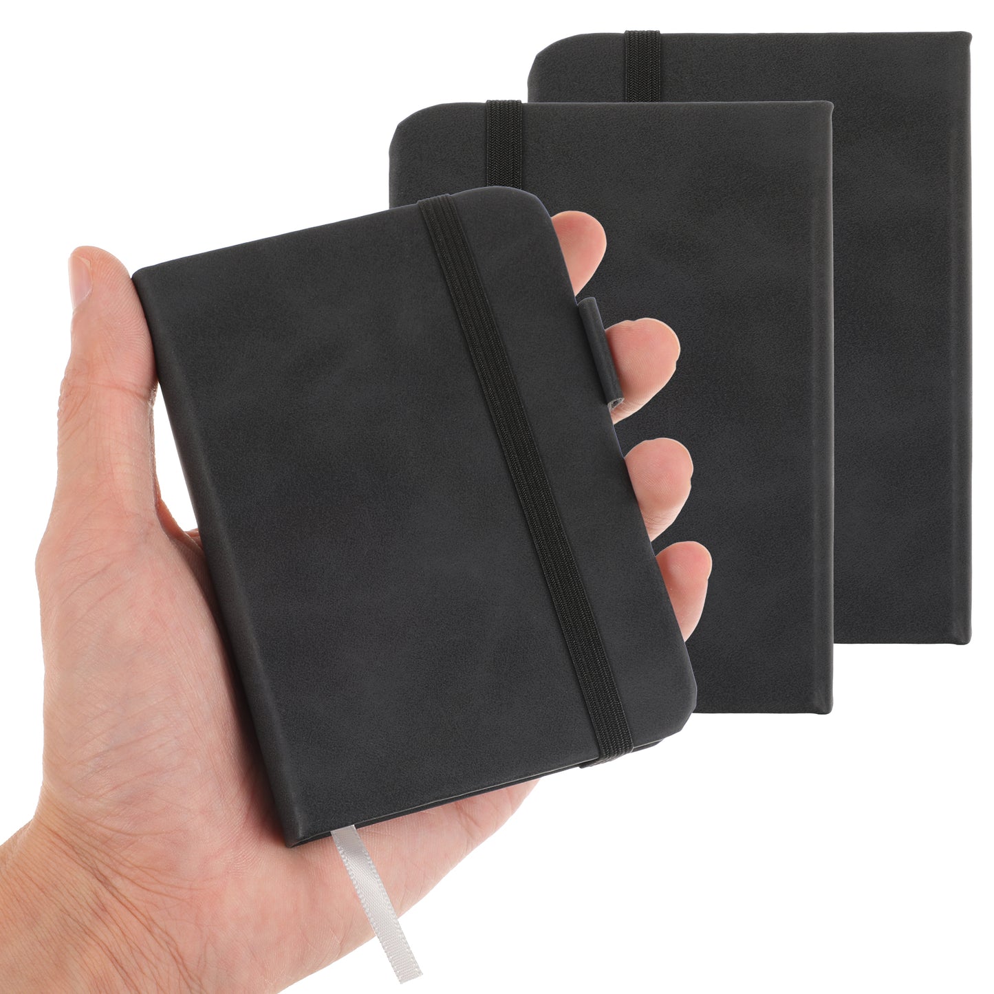 RAHHLIZS 2Pcs Mini Journal Small Pocket Notebook Mini A7 Notebooks Pocket Notebook with Pen Holder Small Notepad Note Book Leather Notebooks(Black)