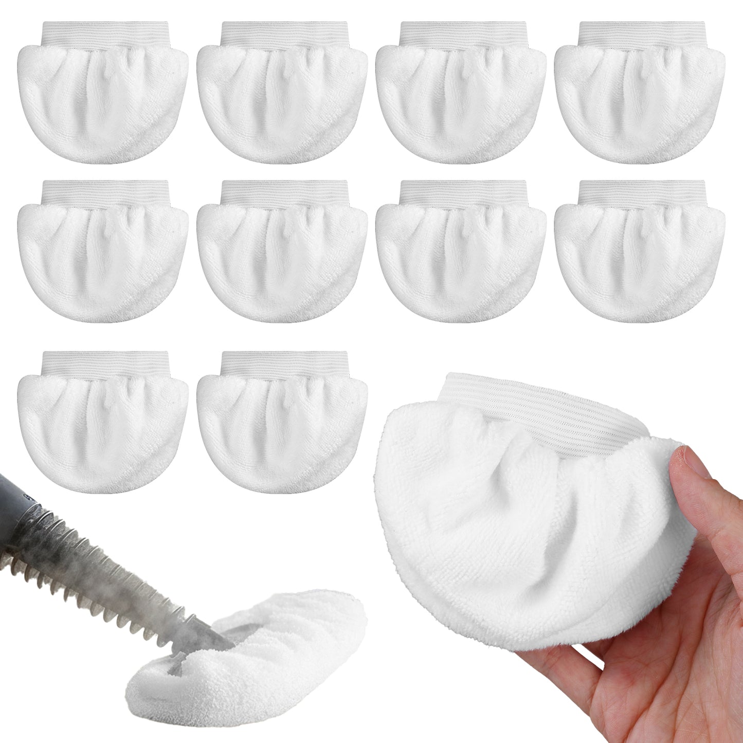 Shimmeroo 10 Pack Universal Steam Mop Pads for Handheld Steam Cleaner Accessories Reusable Steams Mop Pads Compatible with Most Handheld Steamer(White)