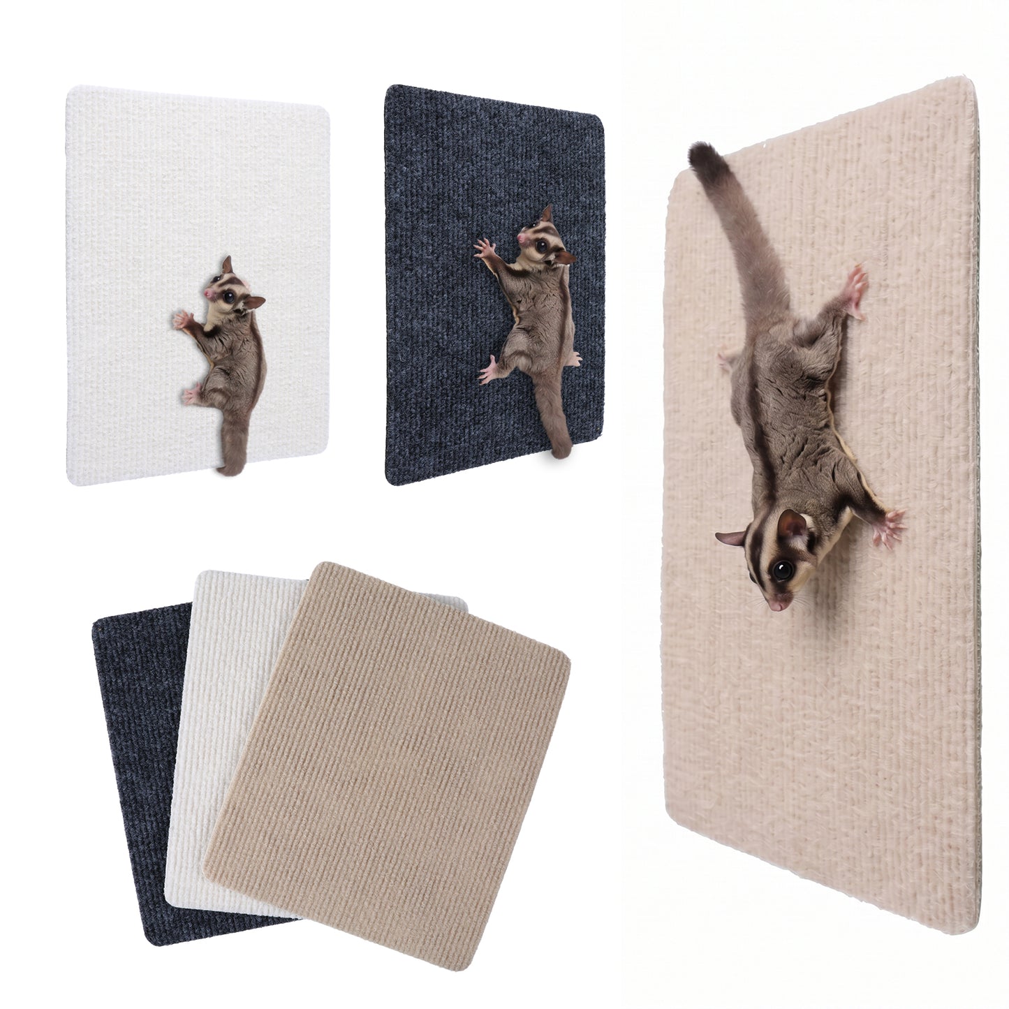 RAHHLIZS 3PCS Self-Adhesive Sugar Glider Climbing Mats with 3 Colors