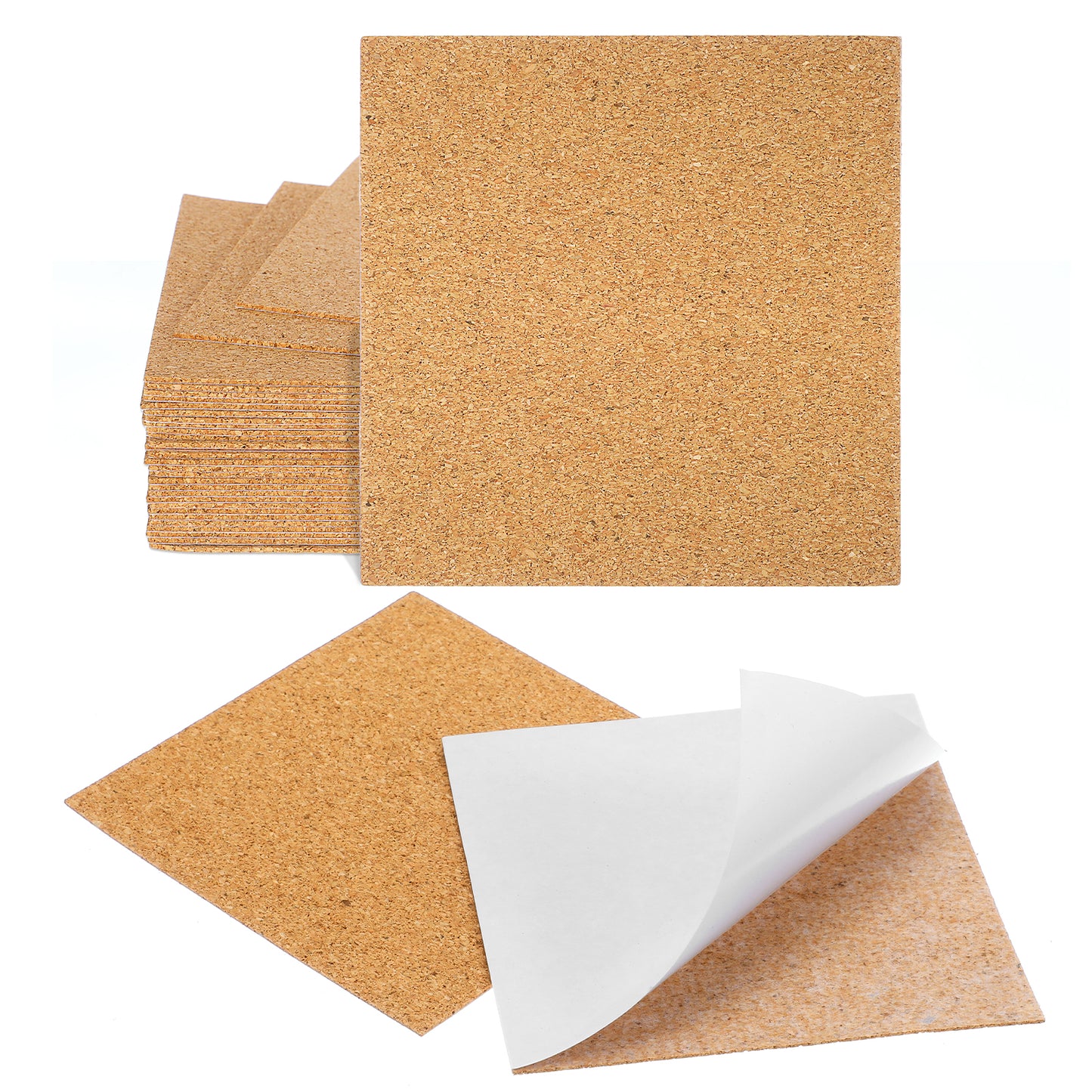 30 Pcs Cork Sheets with Adhesive Backing 4 x 4 Inch Square Corks Tiles Self-Adhesive Cork Coasters Mini Wall Board for DIY Crafts Drinks Mat Home Office Tabletop Decoration Brown Oak Gifts