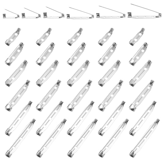 120 PCS Silver Brooch Pins, Safety Clasp Pin Backs Multifunctional Safety Pin Clasp Secure Back Clasp for DIY Crafts, Jewelry Making, Name Tags (20 Mm, 25 Mm, 30 Mm, 35 Mm, 40mm, 45mm)