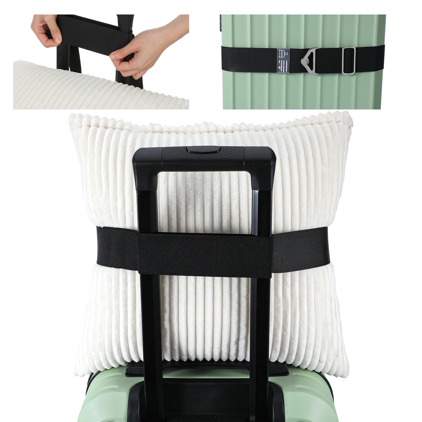 2-in-1 Adjustable Luggage Straps for Suitcases, Travel Belt for Luggage, Bag Strap with Alloy Buckle, Luggages Accessories for Suitcases, Elastic Suitcase Belt (Black)