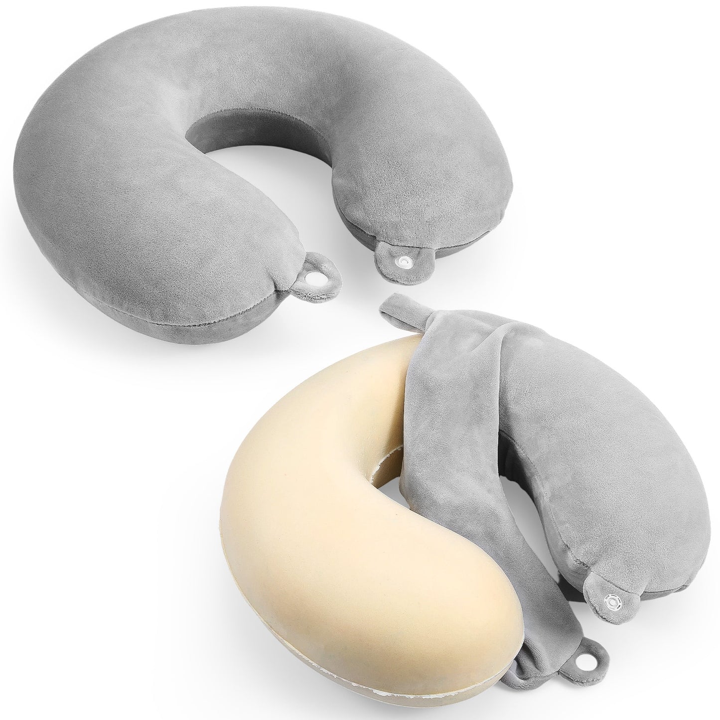 2 Pcs Neck Pillow Cover Travel Neck Pillow Covers with Zipper Reusable U Shaped Washable Soft Smooth Airplane Pillows Cover, No Filler