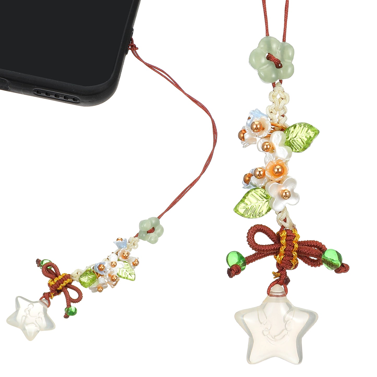 Ice Transparent Star Phone Keychain Charm, Aesthetic Cellphone Lanyard