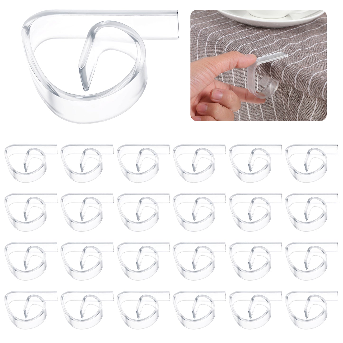 Nogeqi 24PCS Clear Table Cloth Clips for Outside Tables, Plastic Tablecloth Clips, Transparent Table Cover Clip for Indoor Outdoor Camping Christmas Wedding Party