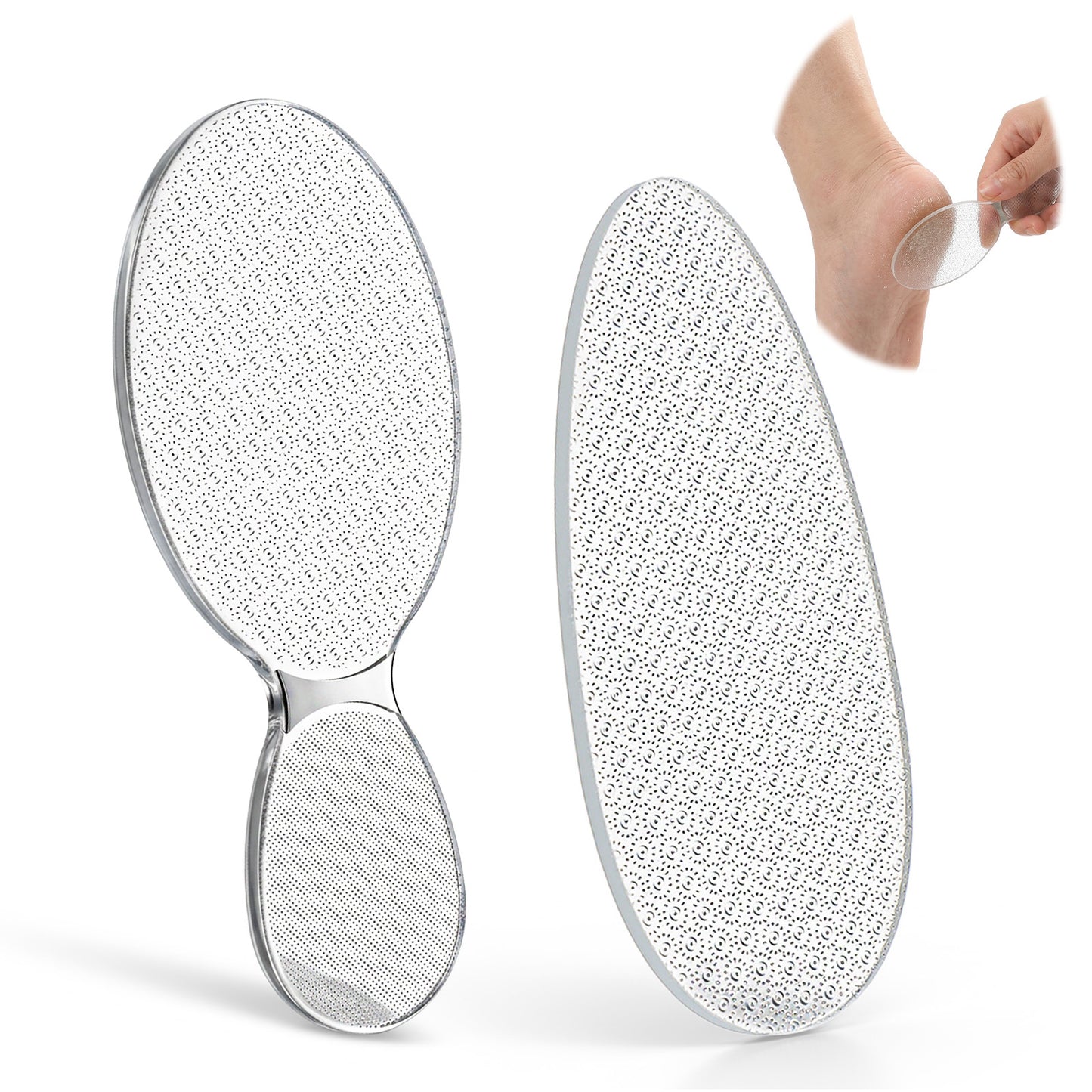 2 Pack Glass Foot File Callus Remover for Hard Skin, Cracked Heels, Foot File with Nano-Level Grinding Points, Footcare Pedicure Tool, Immediately Reduces calluses and Corns (Transparent)