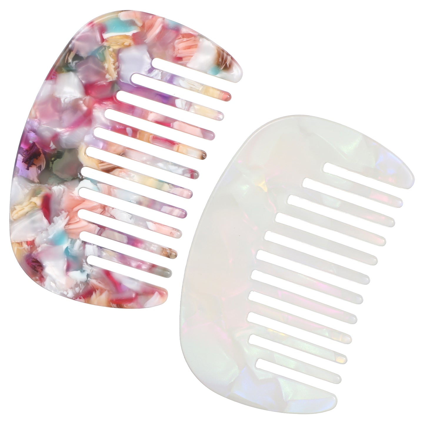 Ouligay Wide Comb for Curly Hair, Pick Comb, Wide Tooth Combs, Hair Styling Tool, Detangling Large Tooth Combs, 3.07 Inches, Colorful & White