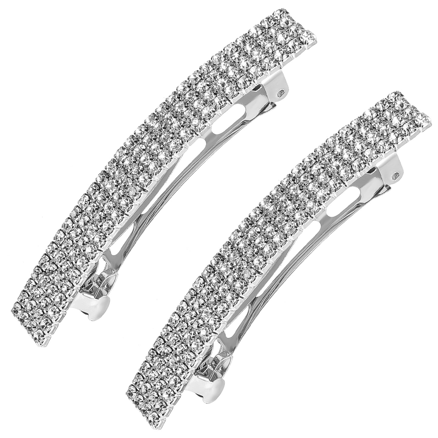 Crystal Hair Barrette, Mabor 2 Pcs Rhinestone Hair Clip French Design Bridal Gorgeous Bling Rhinestone Hair Clips Ponytail Holder Side Clips Wedding Accessories for Women
