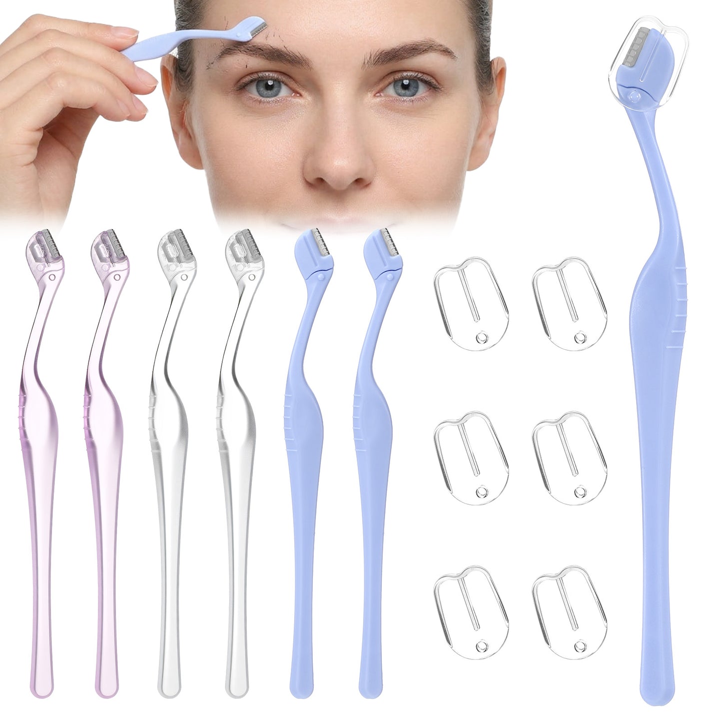 Ouligay 8 PCS Eyebrow Razor for Women Mini Eye Brow Trimmers Small Facial Razor Face Shaver Lip Hair Remover with Precision Cover Eyebrow Shaver for Women Makeup Face Care Tools