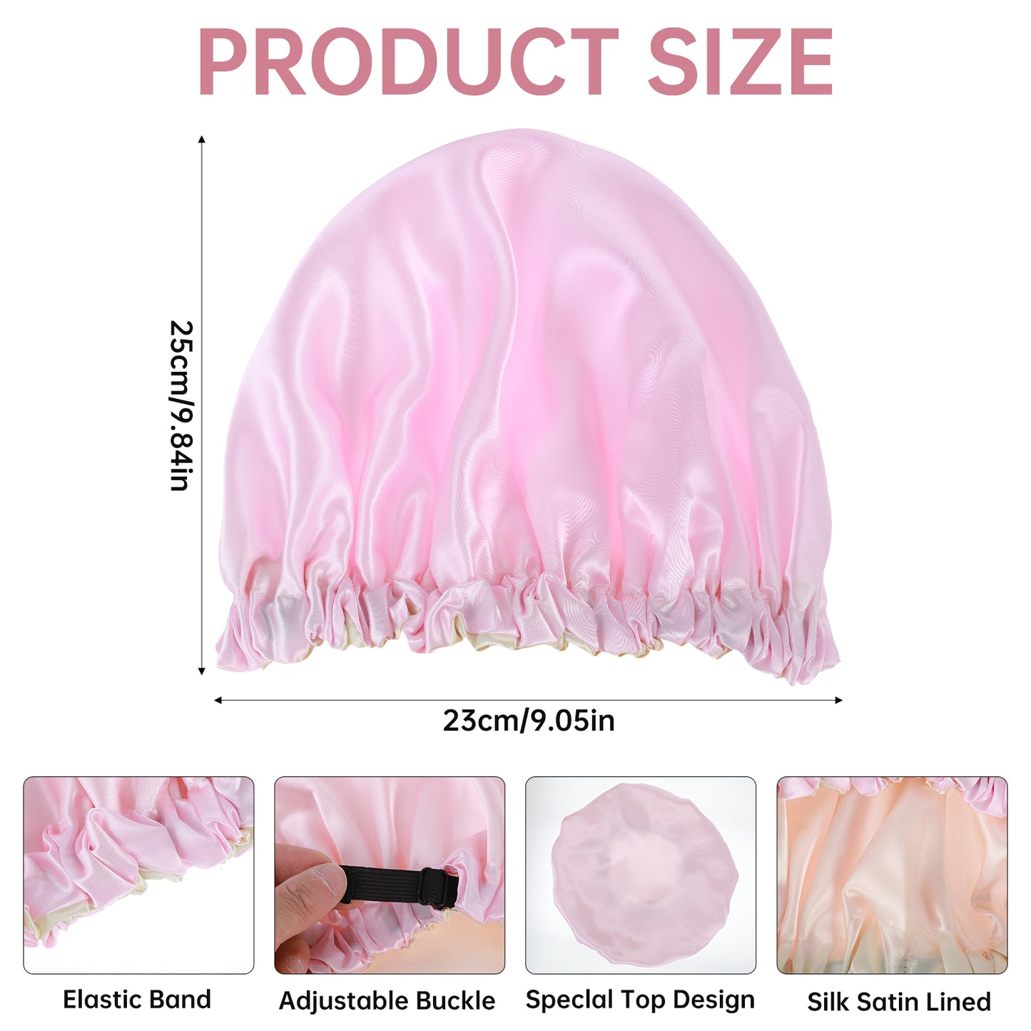 Tyqour Silk Bonnet for Sleeping Hair Bonnet Double Layer Sleep Cap Elastic Sleep Hair Wrap Hair Cover for Women Girls Curly Hair(Pink)