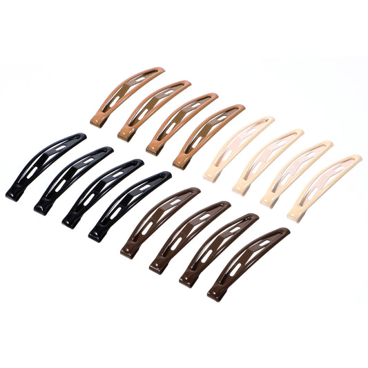 Ymapinc 16PCS Metal Snap Hair Clips for Women, Barrettes for Thin Hair Women Non Slip, Snap Barrettes for Women, Black, Tan, Brown, Cream, 2.36 x 0.79 Inches