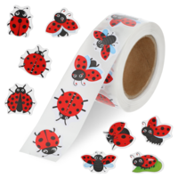 Ladybug Stickers Roll 1000 Pcs Cute Cartoon Waterproof Insect Label Envelope Seals for Kids, Summer Ladybug Stickers, Self-Adhesive Lady Bug Decals for Party Decor Journal Birthday Party Decoration