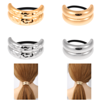 Tyqour 4Pcs Metal Hair Ties, Geometric Gold Ponytail Cuff, Elastic Gold Hair Cuffs For Ponytails, Elegant Hair Cuff Wrap, Decorative Fancy Hair Ties, Gold Hair Accessories For Women(Silver,Gold)