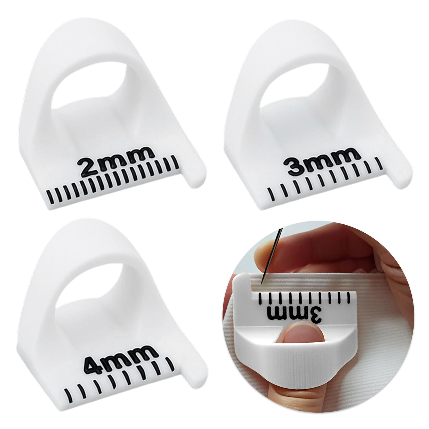 Ymapinc 3PCS Edge Stitch Lock & Sewing Gauge, 2/3/4mm Quilting Rulers/Quilters Ruler, Blanket Stitch Thumb Guide for Straight Seams, Sewing Accessories (Embroidery/Quilting Kit, White Plastic)