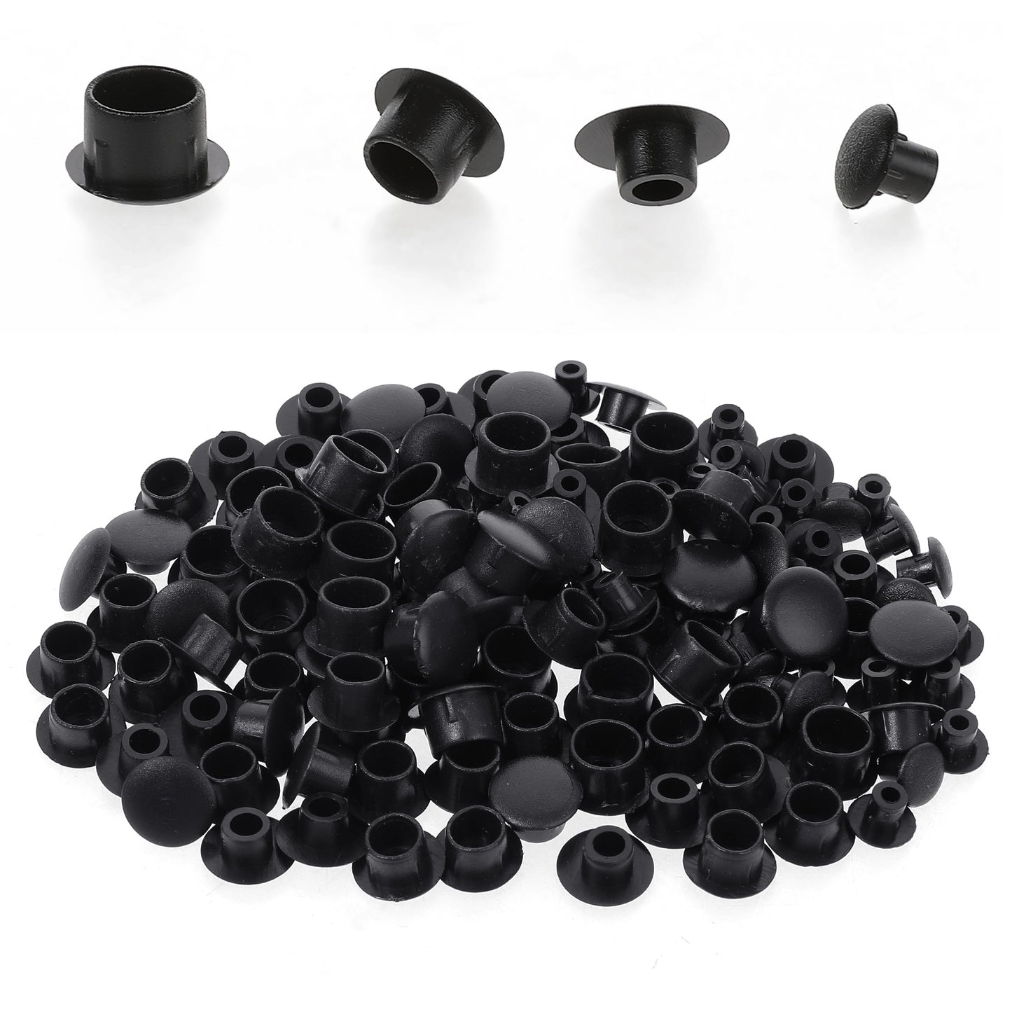 120 Pcs Shelf Hole Plugs Plastic Plugs for Round Hole Shelf Cap Cabinet Holes Cover Cabinet Closet Cupboard Shelves Furniture Peg Pin Nail Screw Drilling Holes Covers Caps 5mm/6mm/8mm/10mm(Black)