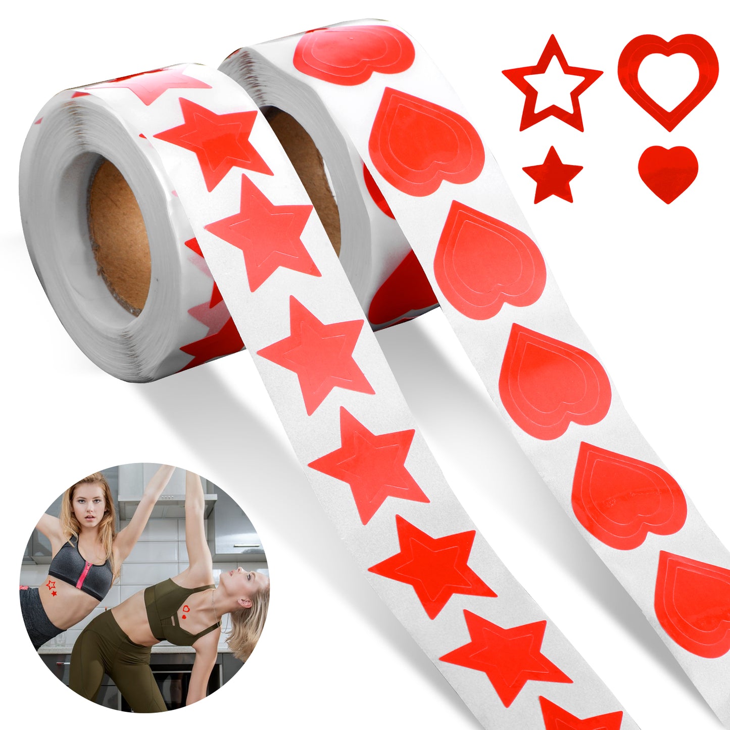 1000PCS Star and Heart Shaped Body Stickers for Tanning,Self-Adhesive Tanning Bed Stickers for Sunbathing and Creative Use