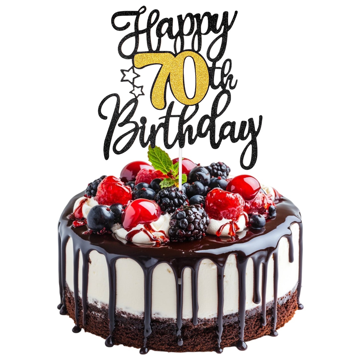 Nogeqi Happy 70th Birthday Cake Decorations, 70th Birthday Cake Topper for Men and Women, Cake Topper for Birth Day Anniversary Party Supplies