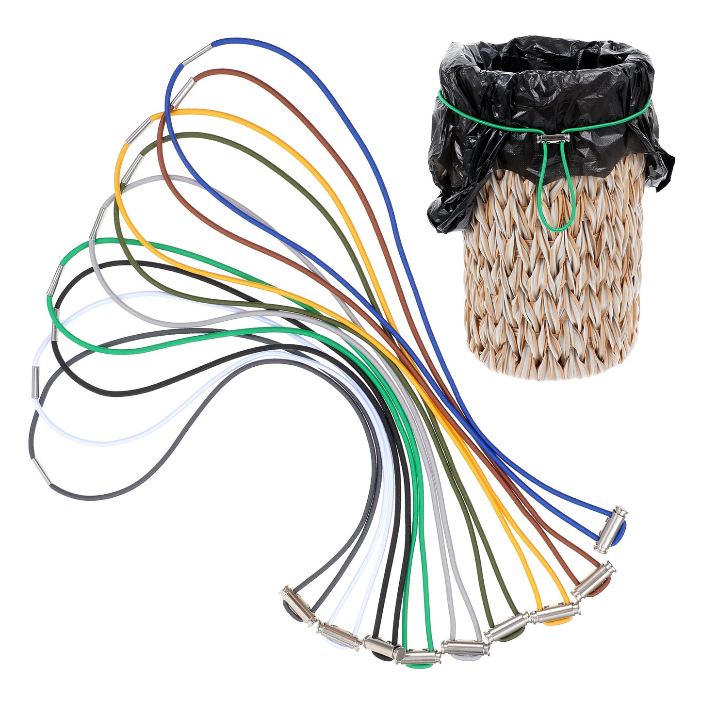 Mabor 9PCS Trash Can Rubber Bands, Adjustable Stretchy Garbage Can Bands for Kitchen, Home, Office – Secure & Reusable