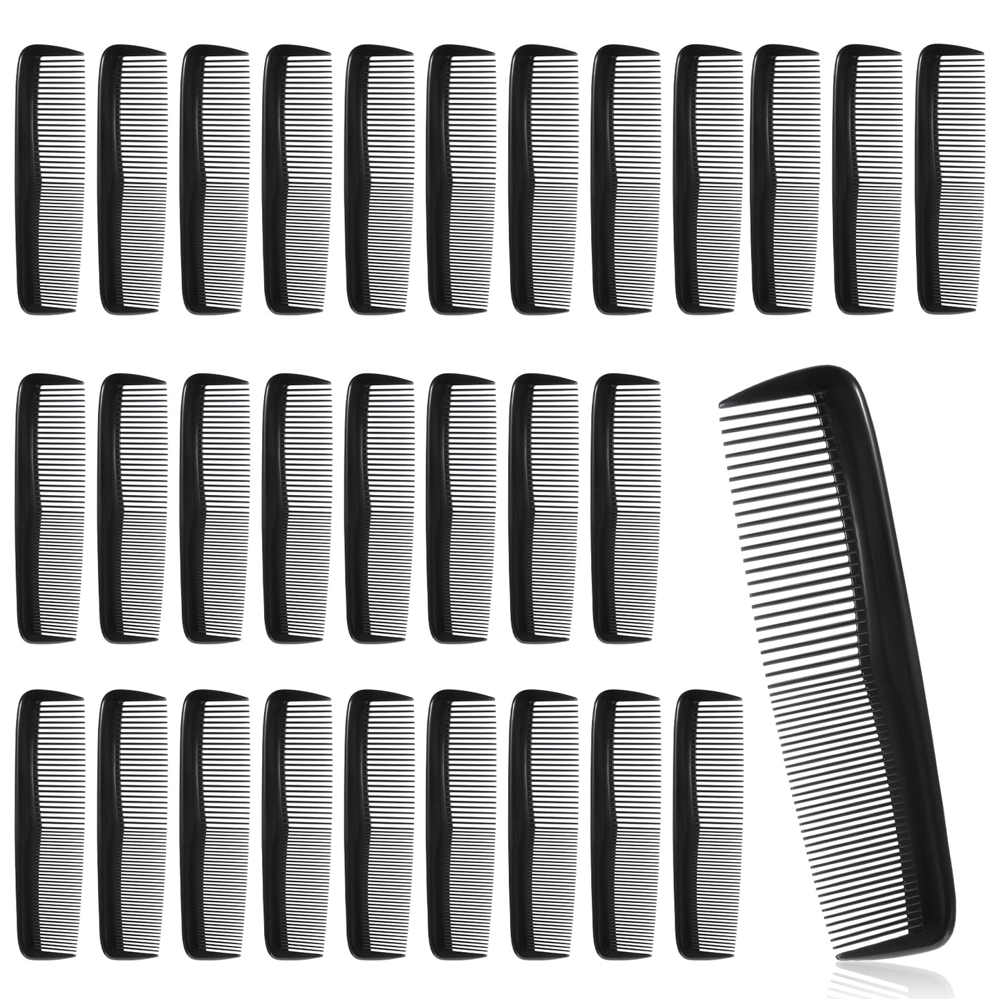 30PCS Pocket Hair Combs, Fine Tooth Comb/Wide Tooth Comb, 5 Inch Beardcomb for Men Women, Anti Static Not Breakable Combs Bulk Barber Accessories for Hairdressing (Black)