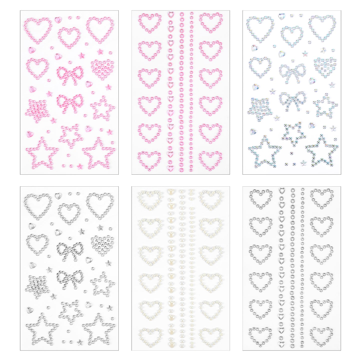 RAHHLZIS 6 Sheets Rhinestone Sticker Face Gems Self Adhesive Face Jewellery
