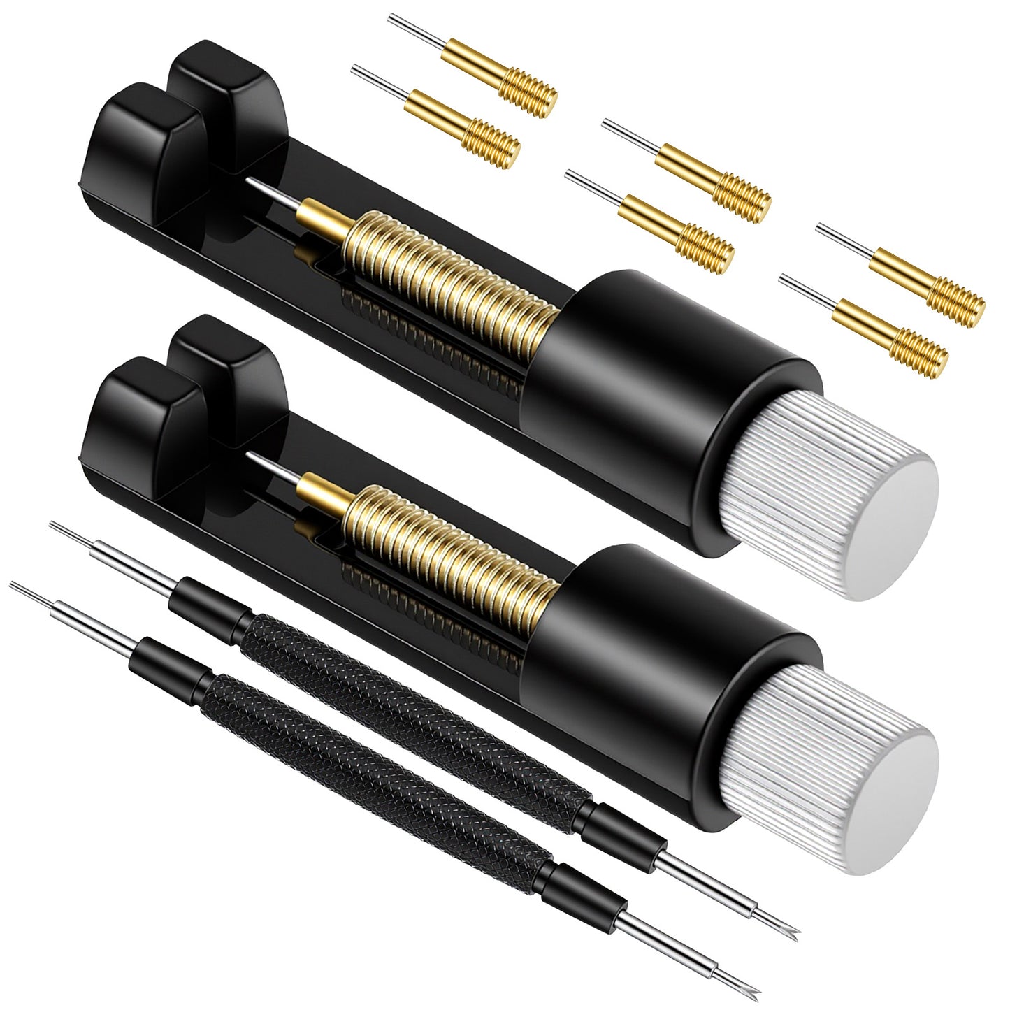 Ouligay Watches Link Remover Tool Watch Band Adjustment Tool Kit Watch Bracelet Removal Tools with Extra Replacement Pin Remover for Sizing Strap with Pin Punches, Extra Pins, Hammer