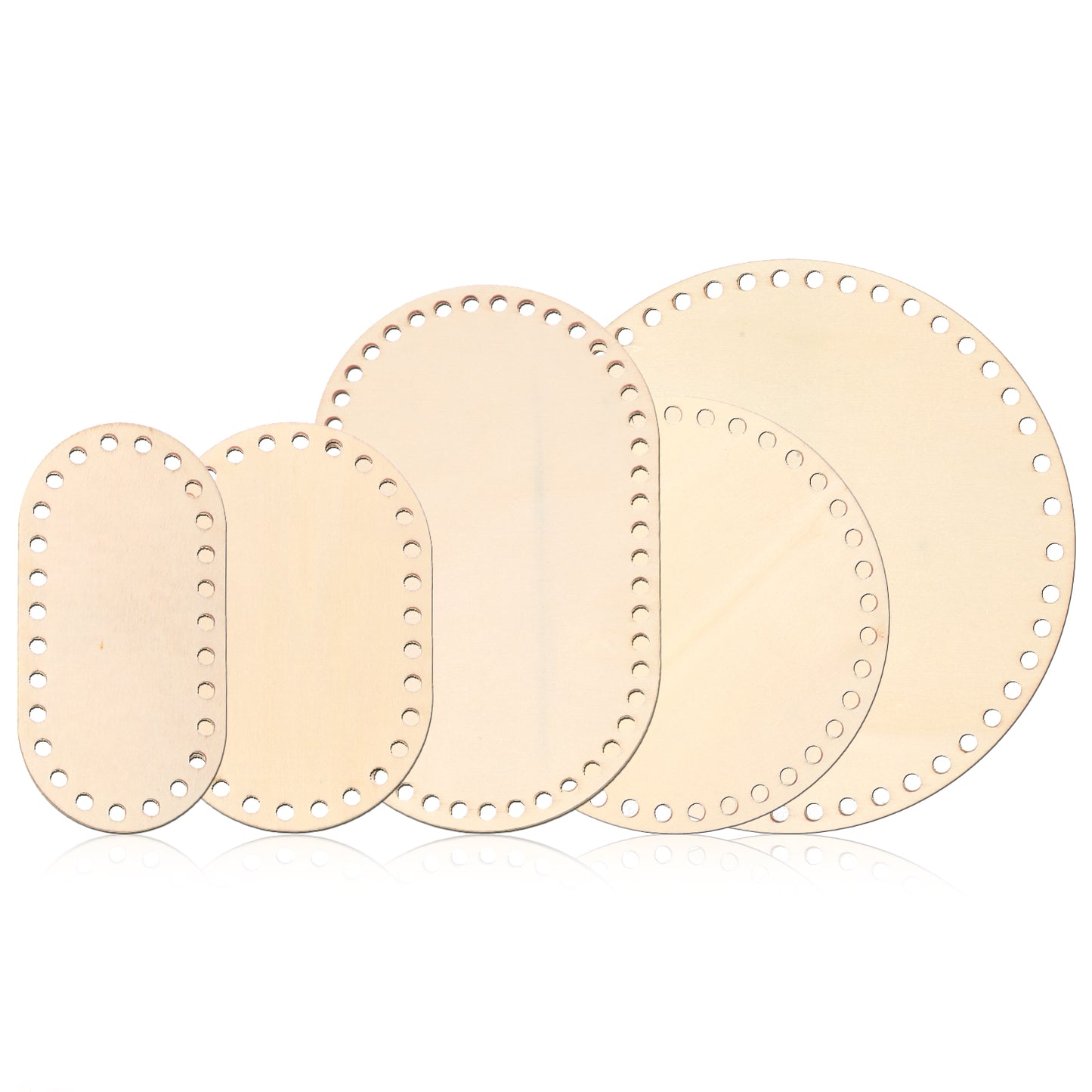 Ymapinc 5 PCS Bag Bases for Crochet Baskets, 5 Sizes Round & Oval Wooden Bases for DIY Knitting & Basket Making Supplies Ideal for Bassinet Baskets, Crochet Bags, Wooden Basket and Home Decor