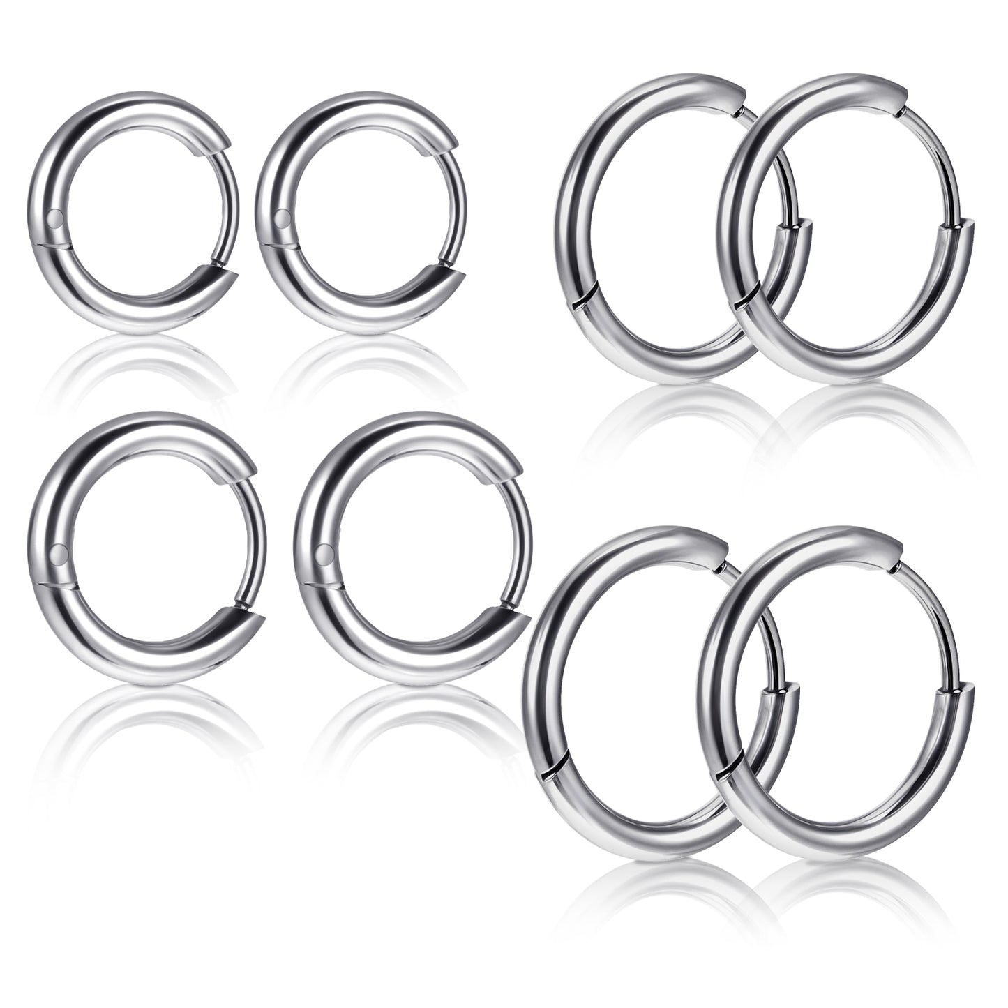 4 Pairs Small Silver Hoop Earrings Set For Women Men, Stainless Steel Huggie Hoop Earrings Mini Hoop Earrings 8mm 10mm 12mm 14mm, Hypoallergenic Cartilage Earrings For Multiple Piercings