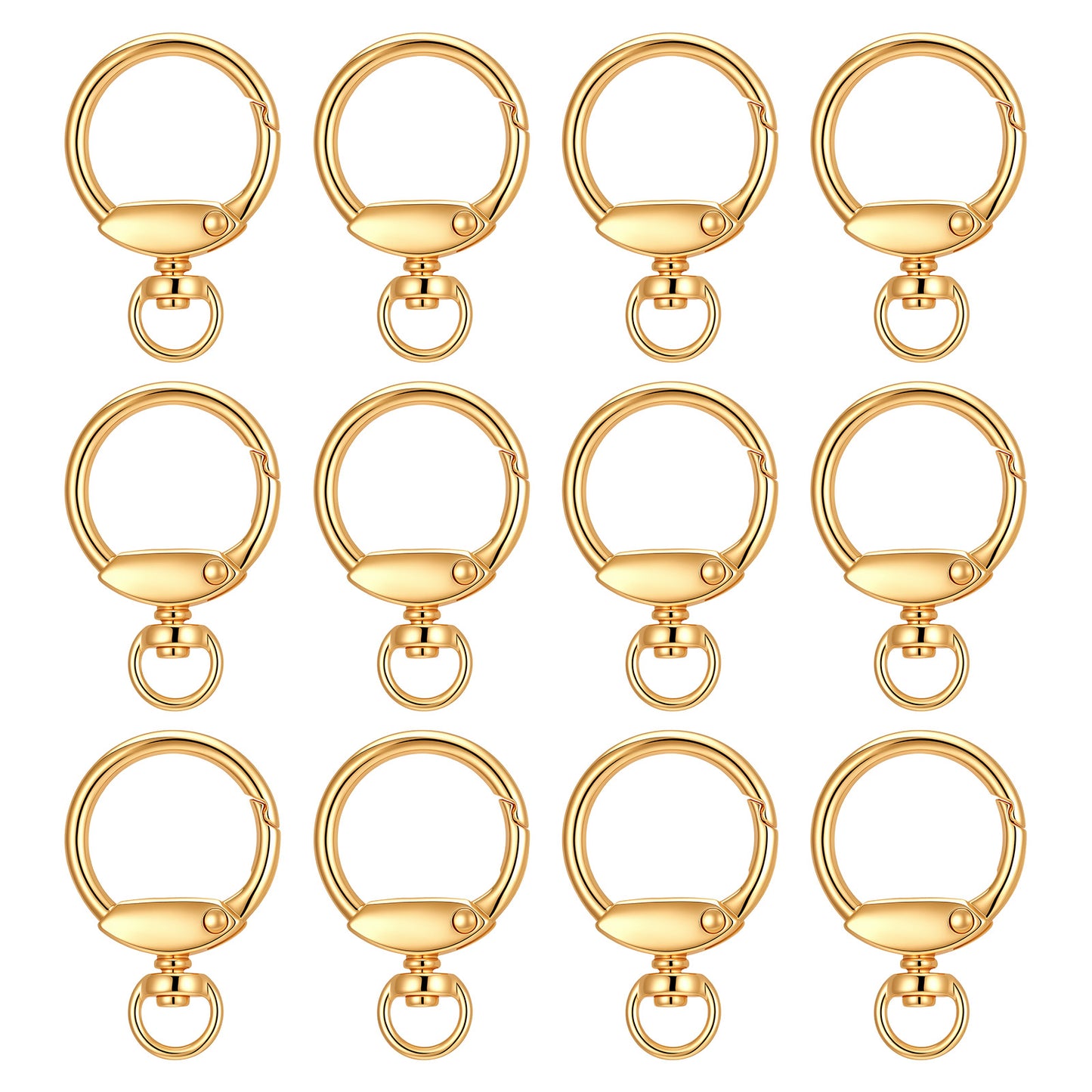 12Pcs Gold Keychain Clip O Ring Carabiner Bag Charm Clip Spring O Ring