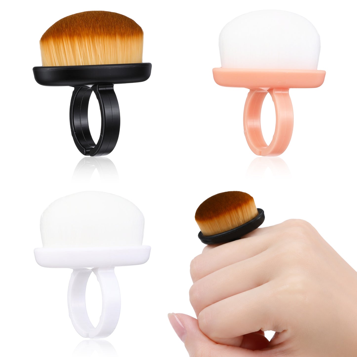 Rahhlizs 3 PCS Small Nail Dust Brush, Nail Duster Brush Portable, Soft Dust Brushes for Nails Clean up Tools for Manicure and Pedicure, Black and White