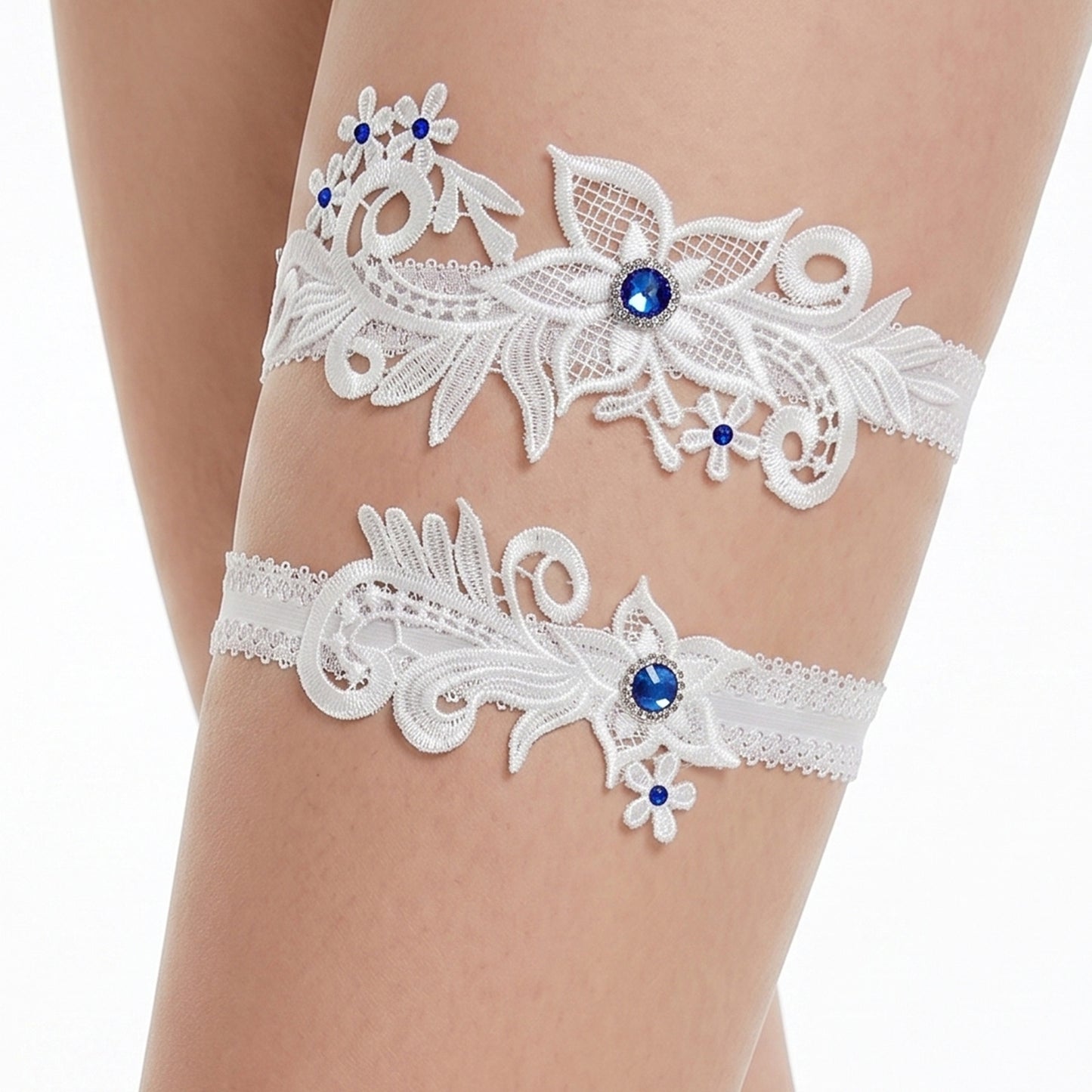 Sorcristy 2 Pcs Garters for Bride Wedding Garter Fetti Lace Bridal Liga De Novia Para Boda Flower Leg Set Shower Outfit Wedding Decorations Polyester (White)