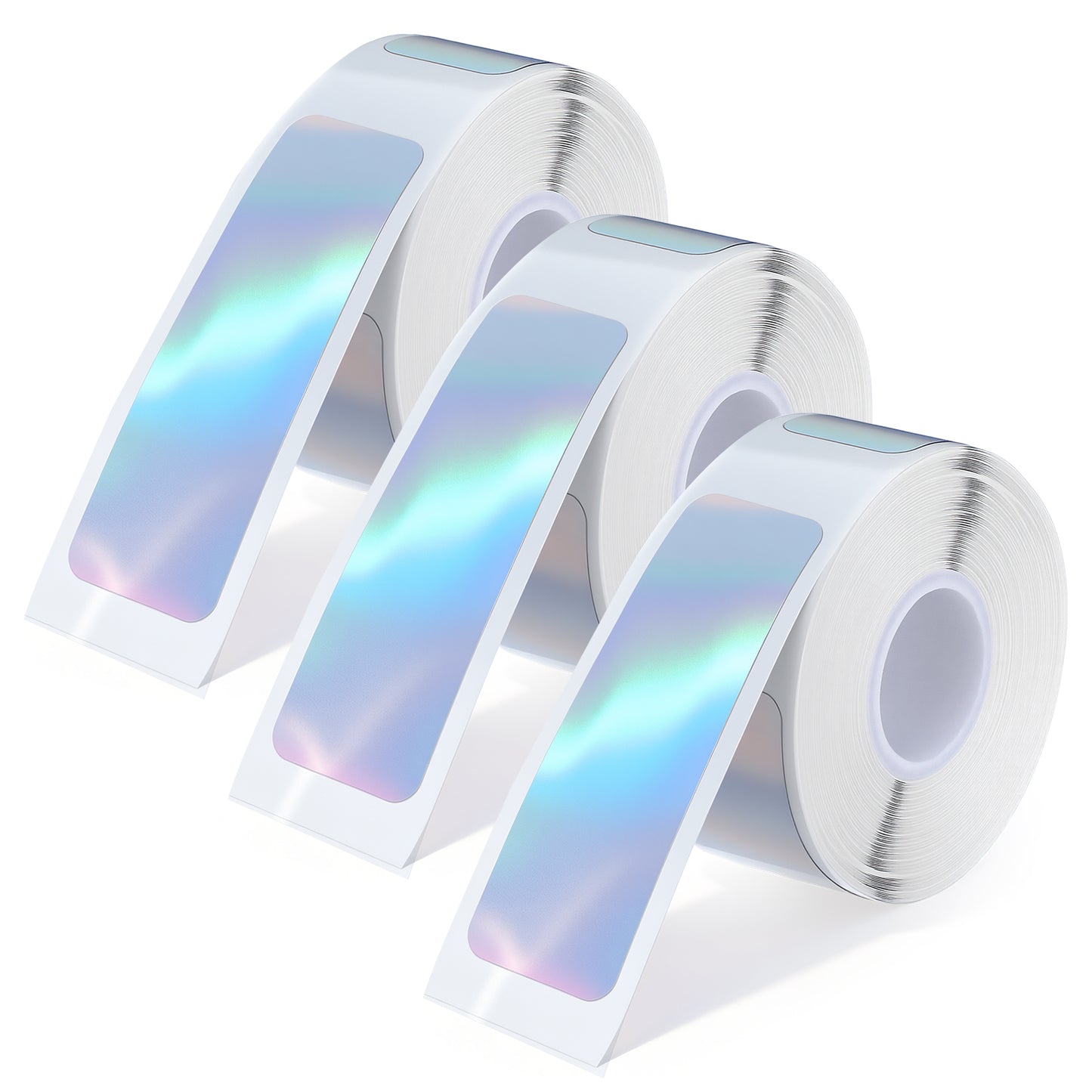 Nogeqi 3 Rolls D30 Label Tape, Thermal Printer Paper for Phomemo D30 D32 D35 Q30 Q30s Q31, 12 x 40 mm (0.47"x 1.57"), Waterproof Holographic Thermal Labels, Print Master Labels Refill, 480 Pcs