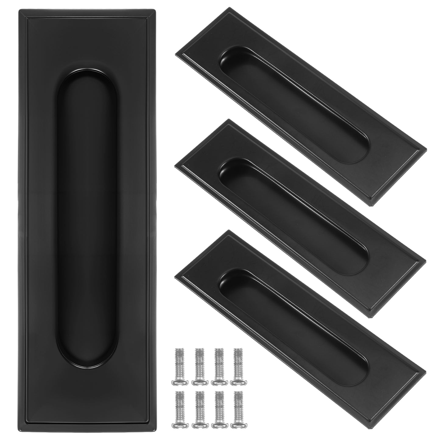 Sorcristy 4 Pack Sliding Door Handles, Stainless Steel 5.59in Sliding Closet Door Handlesrecessed Finger Pulls for Barn, Closet and Cabinet Doors (Black)