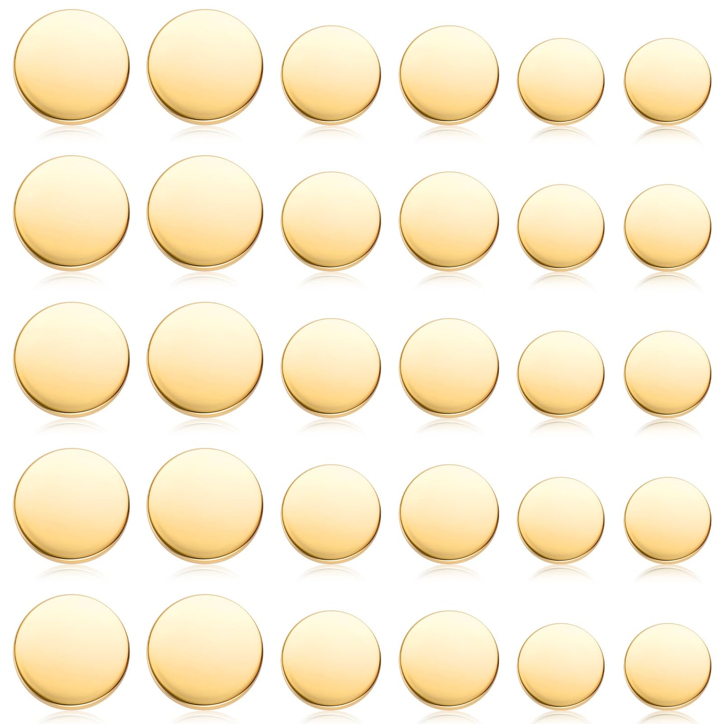 Xinjoduz 30 PCS Metal Buttons, 3 Sizes No Sew Alloy Shank Button Round Shaped Sewing Buttons for Clothes Gold Buttons for Blazer Suits Sport Coat Uniform Jacket(15mm 20mm 25mm)