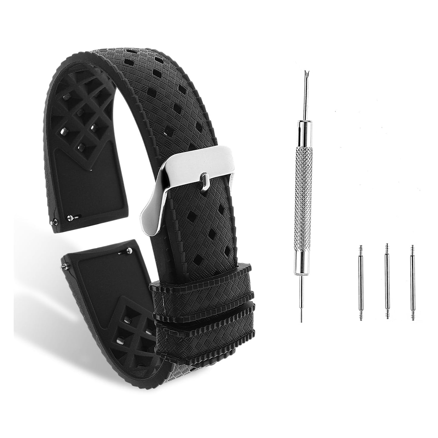 Ouligay Rubber Watch Bands Quick Release Watch Strap 20mm 22mm Fluororubber Watch Bands Replacement Universal Watch Straps for Men Women Sport Smart watch Straps(22mm)