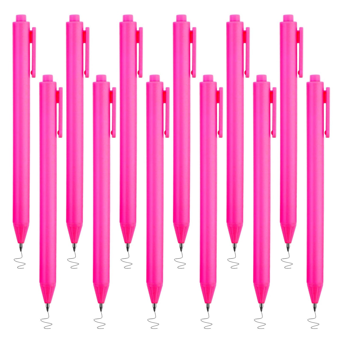 Mabor 12Pcs Retractable Gel Pens, Cute Rose Pink Smooth Gel Pens Black Ink Fine Point Pens for Women 0.5mm Point Black Ink Rollerball Pens for Office School Home Supplies
