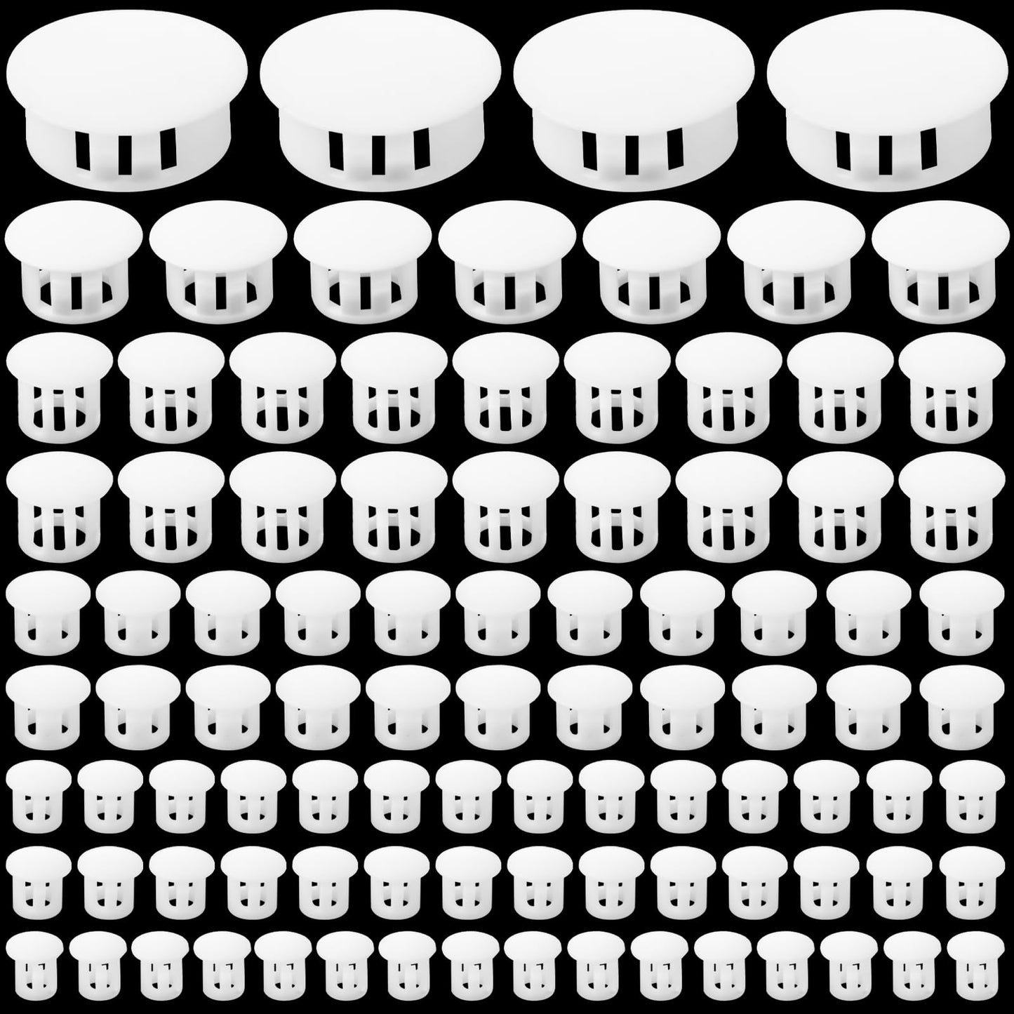 Ouligay 160pcs 6 Sizes Plastic Hole Plugs White Hole Plugs Screw Hole Plugs Fastener Cover Locking Plugs White Plastic Plugs for Holes for Cabinet Furniture Locking Hole Tube 1/4" 5/16" 3/8" 1/2" 1"