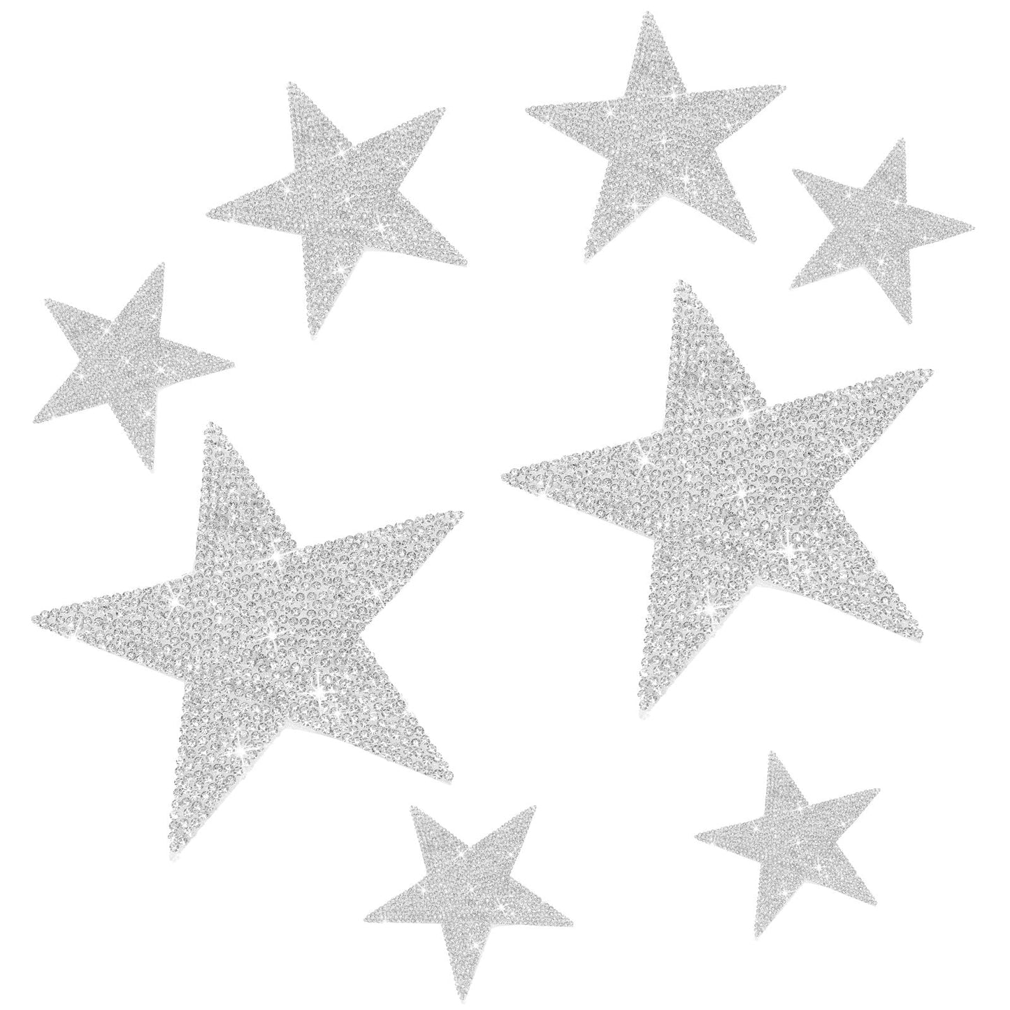 8 Pieces Rhinestone Star Stickers Bling Star Decals Self-Adhesive Crystal Car Stickers Silver Star Appliques Glitter Auto Emblem Decals Stickers Decoration for Cars Bumper Window Laptops Luggage