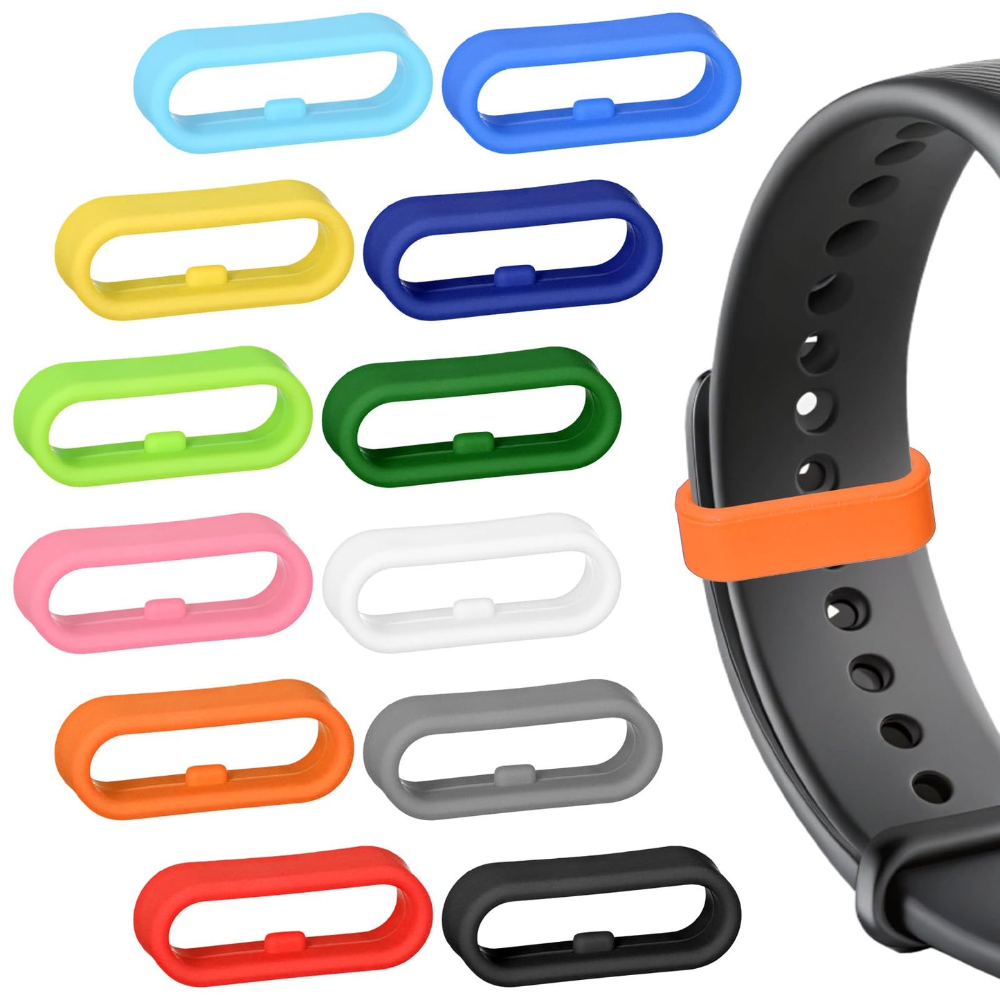 Ymapinc 12Pcs Magic Band Holder Clips - 22mm Magicband Protector & Locks, Safety Clips Watch Band Keeper Accessories Replacement Silicone Watch Rings Loop Strap