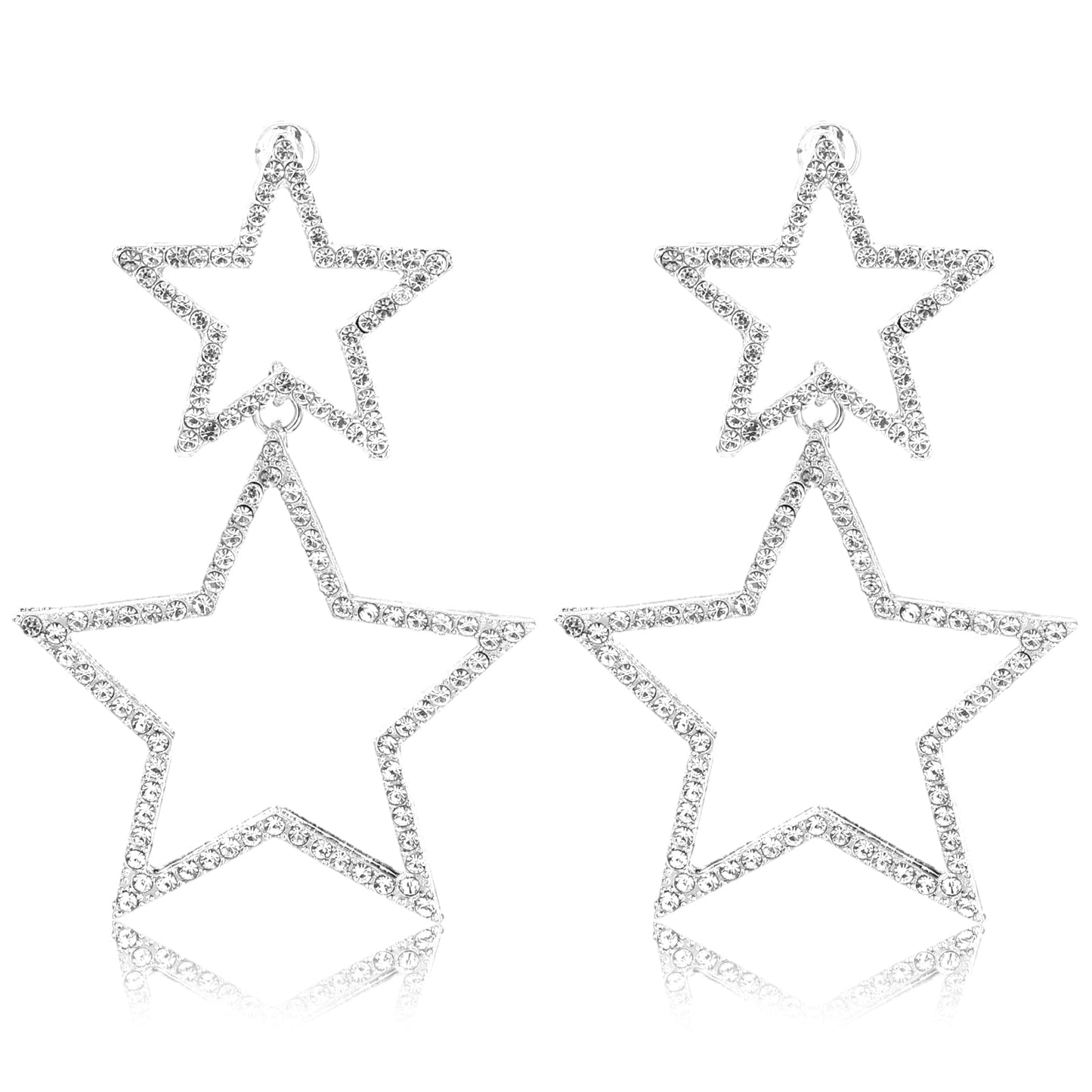 Star Dangle Earrings, Mabor Star Dangle Drop Earrings Simple Hollow Pentagram Earrings Exaggerate Star Earrings Big Anti-sensitive Lightweight Pentagram Earrings Jewelry for Women Teen Girls(1 Pair)
