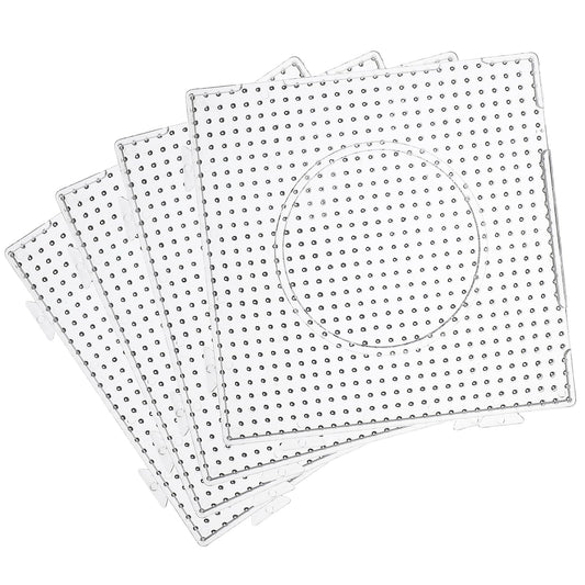 Xinjoduz 4 Pcs Fuse Beads Boards, 5mm Large Square Clear Pegboards Kits,Plastic Bead Board for Kids DIY Craft Beads, Toy Sets, Room Art Decoration, Gifts Board