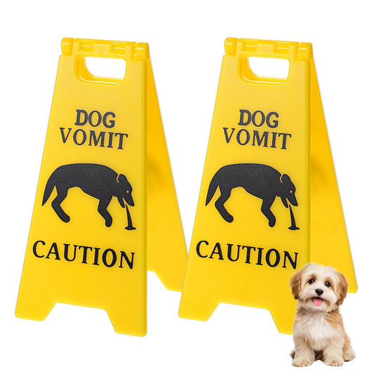 Ymapinc 2Pcs Dog Vomit Caution Sign,Funny Caution Sign for Dog Lovers Dogs Themed Home Desk Decoration,Yard Warning for Home or Pet Areas