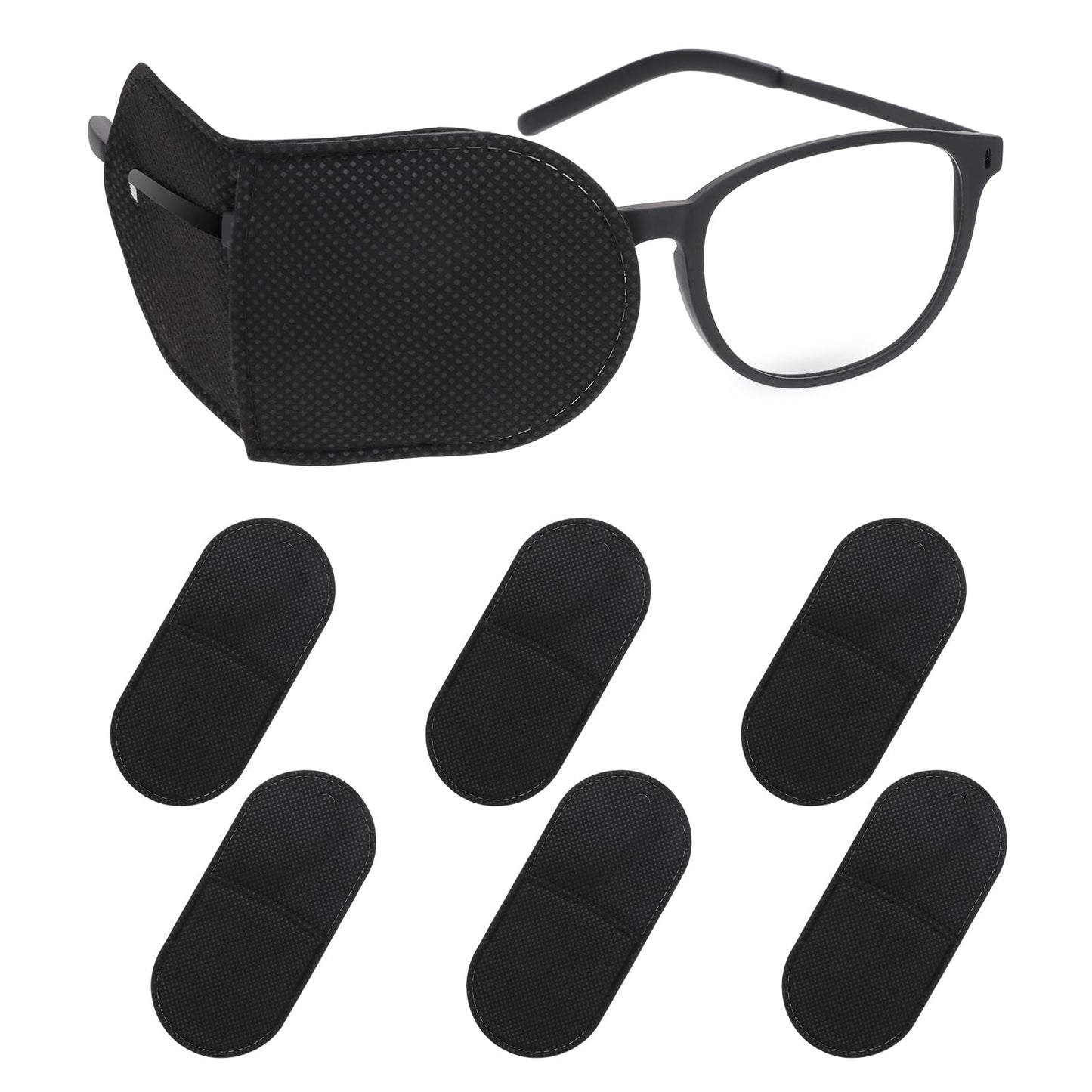 Ouligay 6Pcs Glasses Eye Patch Black Eye Patch for Glasses Non-Woven Fabric Reusable Eye Patches for Lazy Eye Amblyopia Strabismus