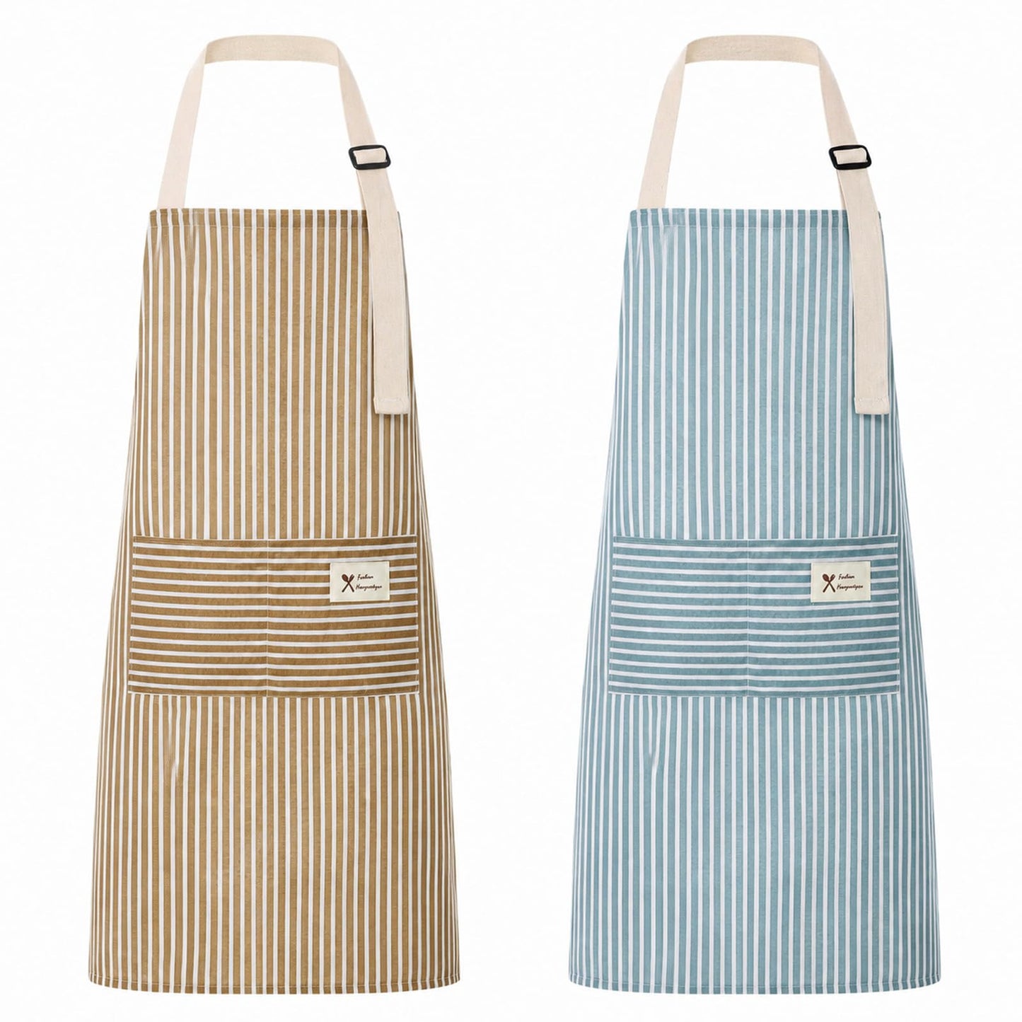 2 PCS Kitchen Aprons with Pockets Aprons for Adults Womens Mens Cooking