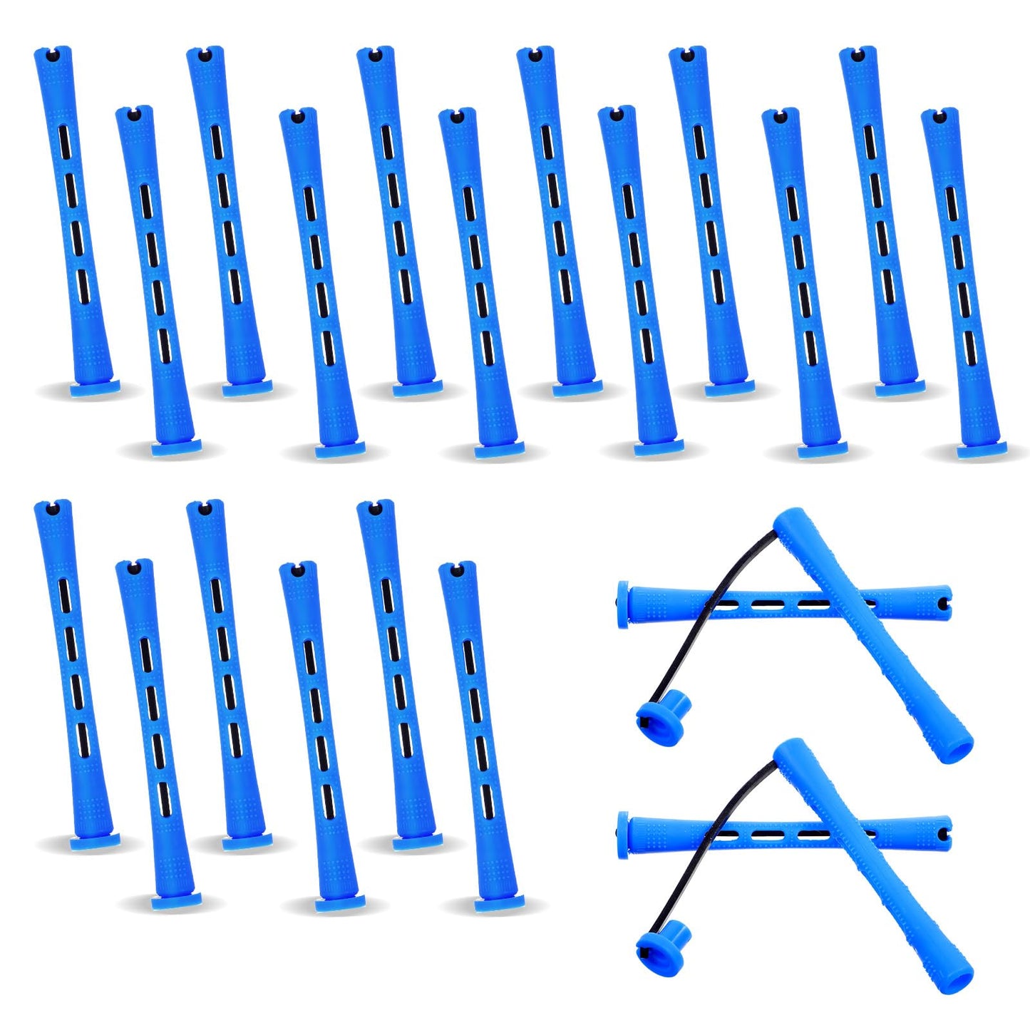 20 Pcs Perm Rods, ABS Plastic Silicone Curling Rods, Cold Wave Heatless Curlers Rollers for Short Long Hair Natural Waves, Curls, Voluminous Styles (0.35 Inches, Blue)